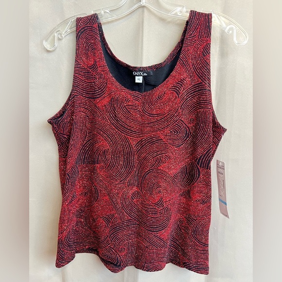 NWT Onyx Nite Glitter Red/Black Tank Top - Picture 1 of 4